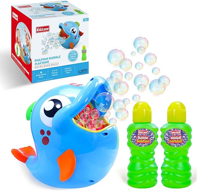 Kidzlane Bubble Maker Machine for Kids - Big Bubbles Speed Blower for Toddler's Outdoor Party Play - Makes 500 to 1000 per Minute (Bubble Dolphin)