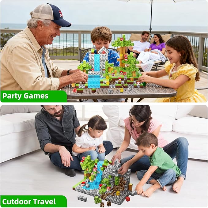 176 PCS Magnetic Blocks for Kids Ages 4-8, STEM Building Toys for 3+ Year Old Boys Girls, Magnetic Tiles Stacking Blocks Educational Preschool Toys Birthday Gifts