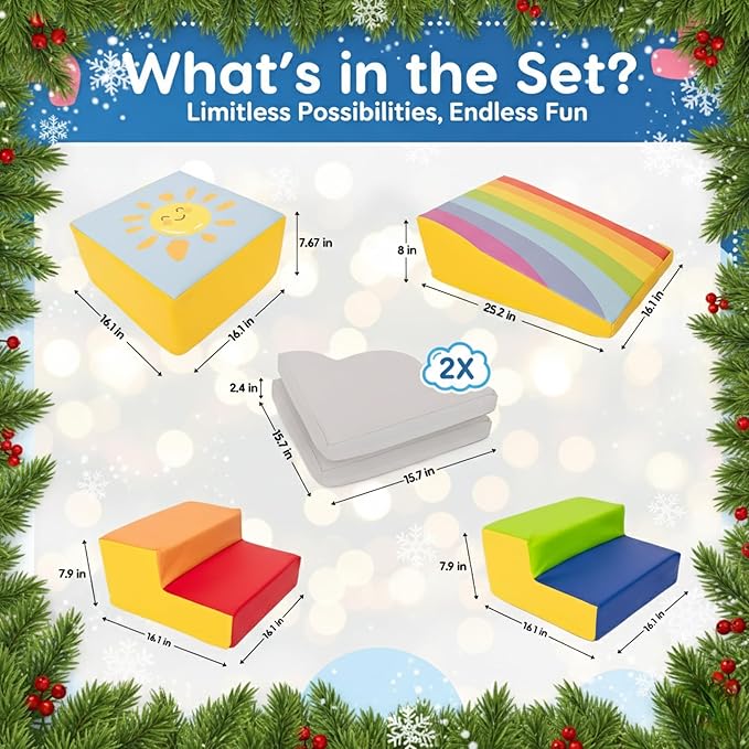 Captivating Non-Toxic Foam Climbing Blocks for Toddlers – 6-Piece Soft Play Set for Motor Skills, Crawling & Color Learning – Easy-to-Clean, Eco-friendly, Anti-Slip Indoor Climber for Toddlers