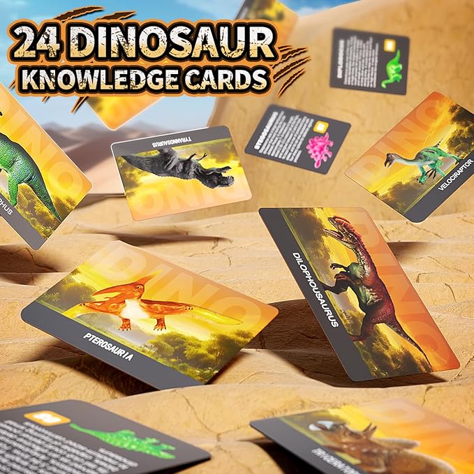 24 Glow in The Dark Dinosaur Eggs, Dig Kit Toys for Kids, Surprise Dinosaur Eggs Excavation Kit with Magnifier, STEM Birthday Party Favor Gifts for Boys Girls Age 3 4 5 6 7 8 9 10 + Years Old