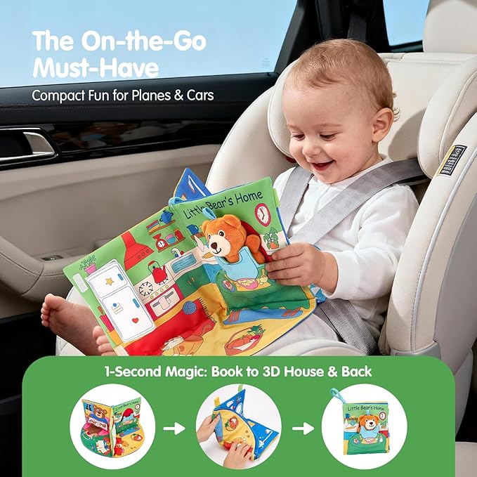 hahaland Baby Book for 1 Year Old - Touch and Feel Soft Activity Books Tummy Time Baby Toy 6 9 12 18 Months Interactive Book for Babies 6-12 Month on Airplane Christmas Birthday Gift Stocking Stuffers