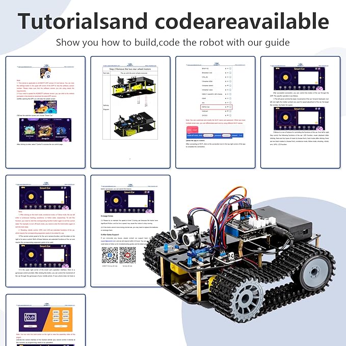 ACEBOTT Smart Robot Tank Car Kit with ESP32 for Arduino Robotics for Kids Ages 8-12 12-16 STEM Science Kits Coding Gifts for 8-16 Year Old Boys Girls Teens Cool Engineering Building Toys Unique Gifts