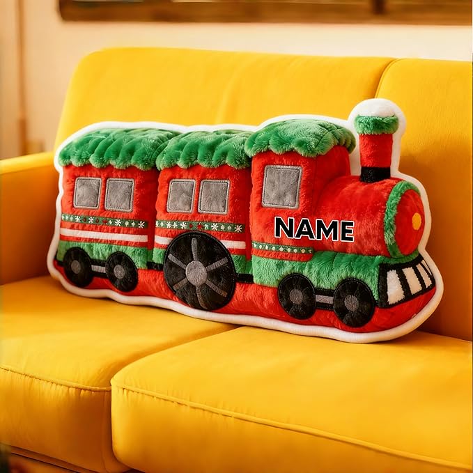 Custom Train Shaped Pillow Cute Personalized Name Plush Doll, Double-Sided Construction Engineering Vehicle Pillow for Kids, Birthday Gifts for Boys and Girls Sofa Decorative Pillows 8-32in