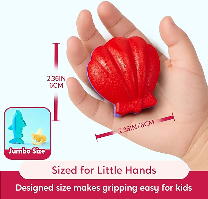 SYNCFUN 100% Pure Large Beeswax Crayons, Bath Crayons Bath Toy for Kids, Easy to Hold & Mold Free Bathtub Toys for Shower, Toddler Art Supplies, Gift for Christmas (Ocean Theme, 12 Colors)