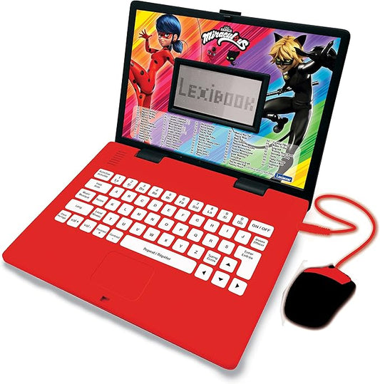 LEXiBOOK Miraculous - Educational and Bilingual Laptop English/Spanish - Toy for Child Kid (Boys & Girls) 124 Activities, Learn Play Games and Music with Ladybug - Red/Black JC598MIi2