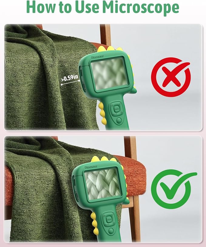 Microscope Camera for Kids Gifts Toys- Handheld Pocket Microscopes with 2.4" Screen and Autofocus - Mini Digital Educational Science Kit for Christmas Birthday for Age 3-5 5-7 8-12 Girls Boys (Green)