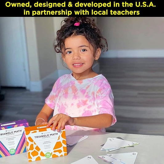 Award-Winning Triangle Math Flash Cards – 752 Facts (Add, Subtract, Multiply & Divide) – Grades K–6 – Visual Aids, Color-Coded, Mastery Sorting System