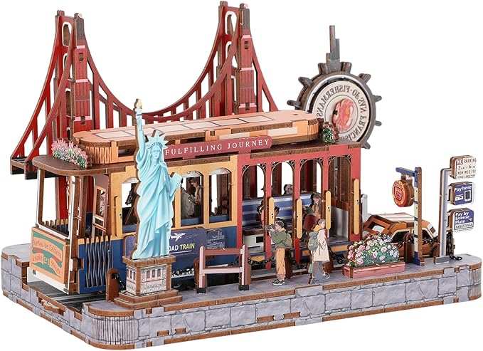 Book Nook Kit - DIY Miniature House Kit for Adults, Dollhouse Booknook Tiny House Bookshelf Decor 3D Wooden Puzzle Street Model, Ideal Gift for Book Lovers, Family, Friends (Dangdang Car)