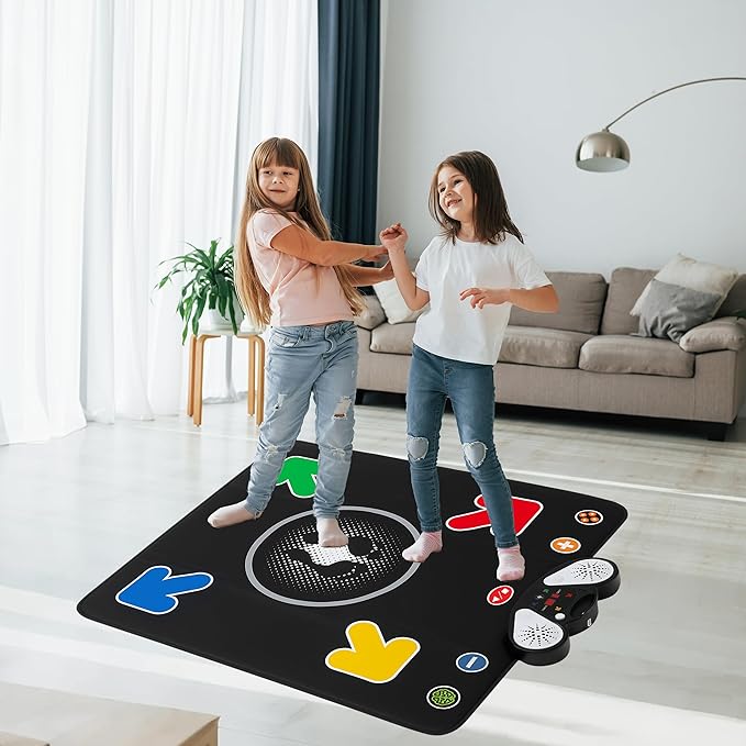 Kids Foldable Dance Mat, Soft Non-Slip Dance Pad with Built-in 8 Songs & MP3 External Play, Multiple Challenge Levels, Stimulate Kids’ Sports Talent, Ideal for Child Ages 3+