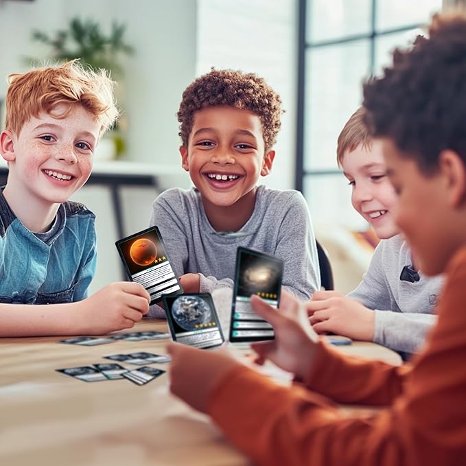 Outer Space Trivia Flash Cards for Kids Ages 3+, Educational Solar System Learning Game, STEM Astronomy Fact Cards in Metal Tin, Screen-Free Travel Toy