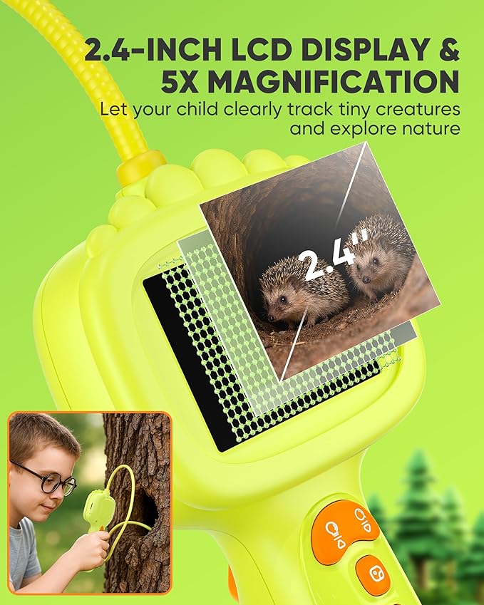 IWOBAC 2.6FT Borescope Snake Camera Toy with Light & 32GB SD Card for Kids Science Educational STEM Toys for Outdoor Camping Nature Exploration Birthday Gift for 4 5 6 7 8 9 10 12 Years Old Boy Girls