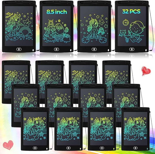 Zhehao 32Pcs LCD Writing Tablet for Kids Bulk 8.5 Inch Colorful Doodle Board Tablet Erasable Doodle Pad Educational Toy Christmas Birthday Gift for Boys Girl Age 3-10(Black)