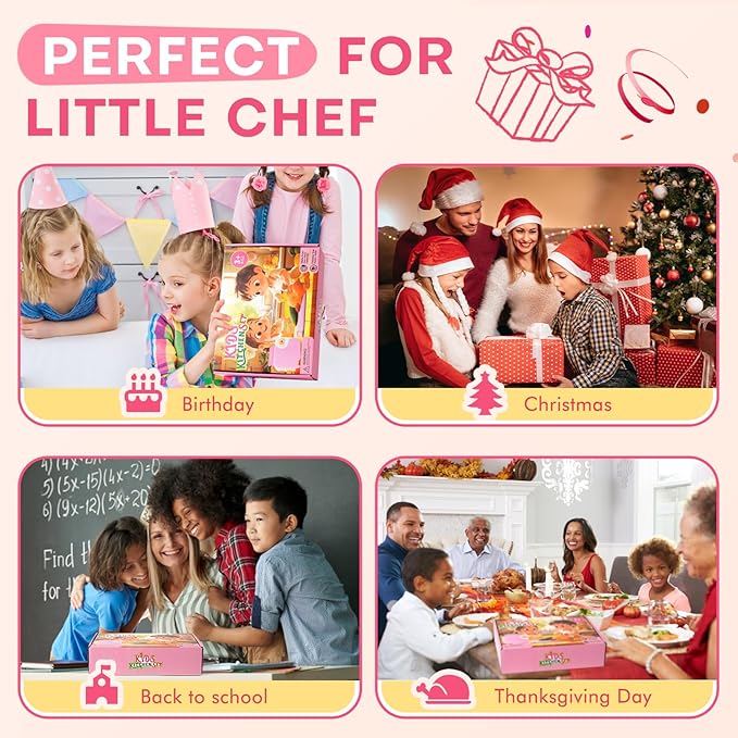 Toddler Girl Cooking Set with Storage Box-Girls Pink Kitchen Set,Safe PP Material Baby Girl Montessori Kitchen Tools for Real Cooking,Dishwasher Safe,Fun Bird-Shaped Little Chef Set