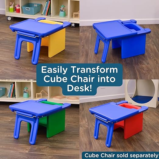 Children's Factory Edutray Desk Attachment for Cube Chair – Toddler Study Surface for Homeschool, Classroom, Space-Saving, Durable, Easy-Clean Plastic
