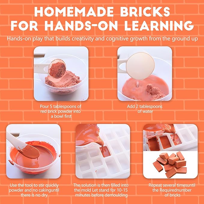 Brick and Mortar Construction Set, DIY Building Blocks for Kids Ages 6+, STEM Construction Kit, Versatile Creative Play, Great Birthday Gift