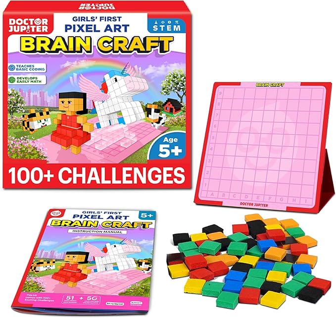 Doctor Jupiter My First STEM Pixel Art Kit for Girls | Learning & Educational Coding Basics for Girls| Building Toys, Montessori Toy, Math Puzzle with 100+ Challenges