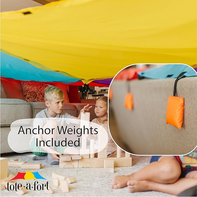 Tote a Fort Original Blanket Fort Building Kit for Kids, 3 Blanket TOTEAFORT Toy, Make a Portable Playhouse, Play Tent Boy and Girl Indoor Outdoor Build Set, STEM Children Toy, Ages 4, 8, 12 +