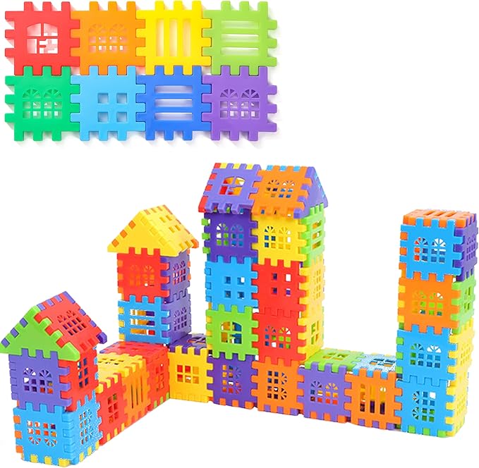 Building Blocks – 100-piece Kids Builders Blocks Set with Storage Bag – Interlocking Building Blocks for Toddlers and Kids – Fun and Educational Toy Building Set for Skill Development