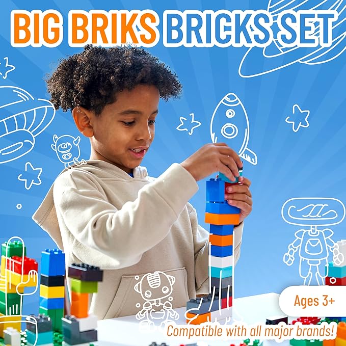 Strictly Briks Building Blocks Set - Toddler Blocks Ages 3-5 - Compatible with Lego Sets & Kids Building Kits - Durable Learning Toy - 84 Pieces, Multicolor