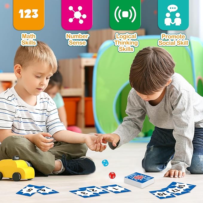 Aizweb Math Games for Kids - Addition, Subtraction, Multiplication, Division Flash Cards - Educational Learning Counting for Homeschool, Classroom, Travel - Indoor Outdoor Dice Family Game