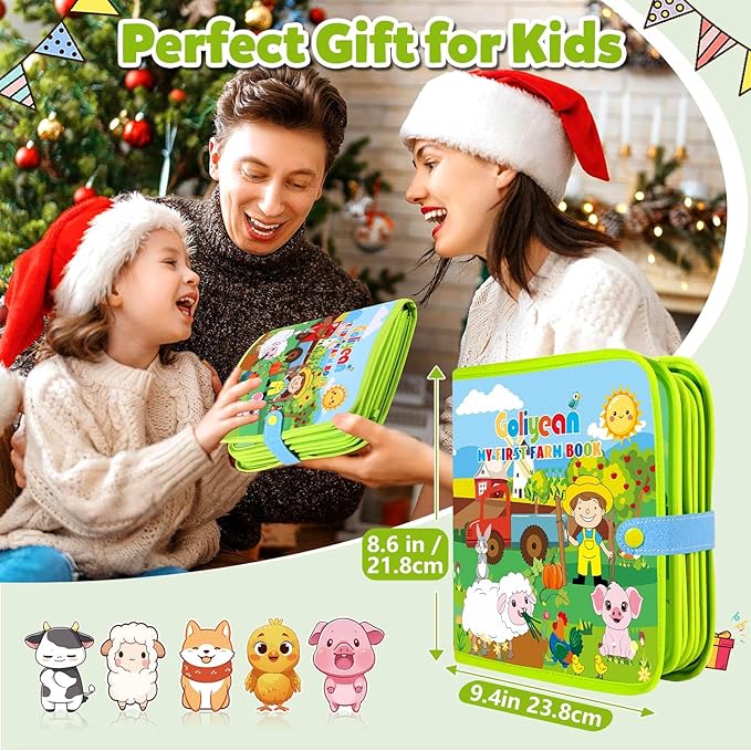 GOLIYEAN Montessori Busy Book for Toddlers 1-3, Busy Board Montessori Toys for 1-2 Year Old Boy Girl Birthday Gift, Educational Learning Sensory Activity Books, Quiet Book Travel Toys for Airplane Car