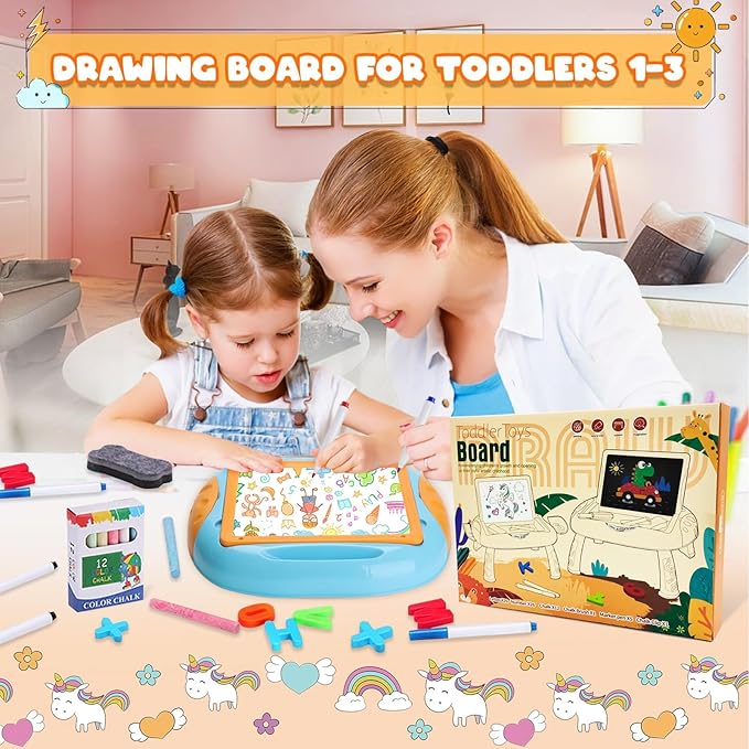 Toys for 1-2 Year Old Boys, Toddler Boy Toy with Magnetic Letters and Numbers, Learning and Educational Toys for 1 2 Year Old, Boys Birthday Christmas Gifts (Blue,Orange)