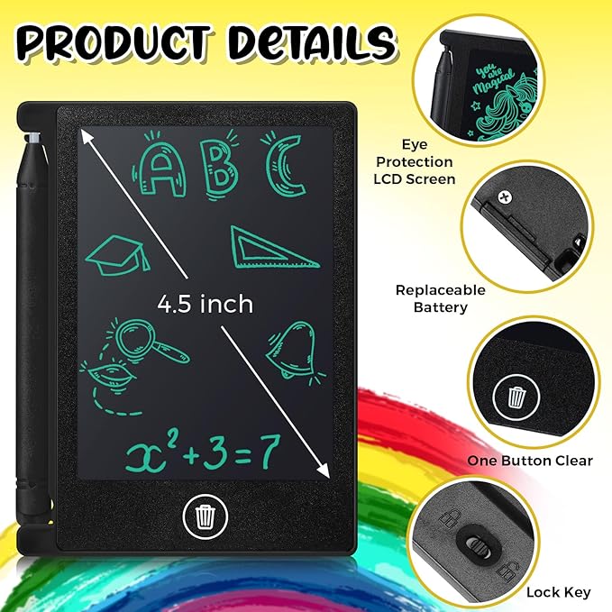 Zhehao 24 Pack LCD Mini Writing Tablet for Kids 4.5 Inch Doodle Board Bulk Erasable Reusable Electronic Drawing Pad Birthday Party Favors Goodie Bag Classroom Gifts(Black)