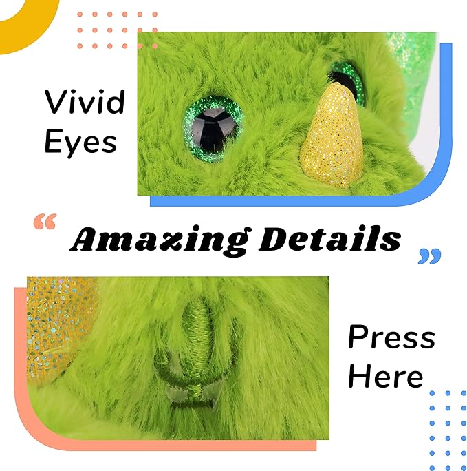 Hopearl Talking Dinosaur Repeats What You Say Nodding Electric Interactive Animated Toy Speaking Plush Buddy Gift for Toddlers, Green, 8''