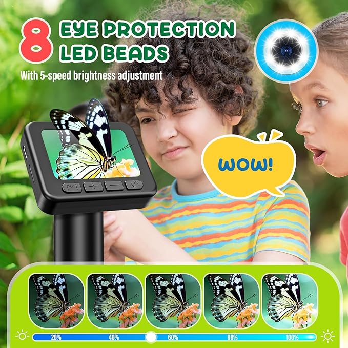 IMICHI Microscope for Kids 50X-1000X Magnification- 2 inch IPS HD Screen, 32GB storage Card, 1080P Video, 2-Hour Battery Life, Easy Carry, Slides Included - Perfect Science Kit Gift for Kids Ages 8-12