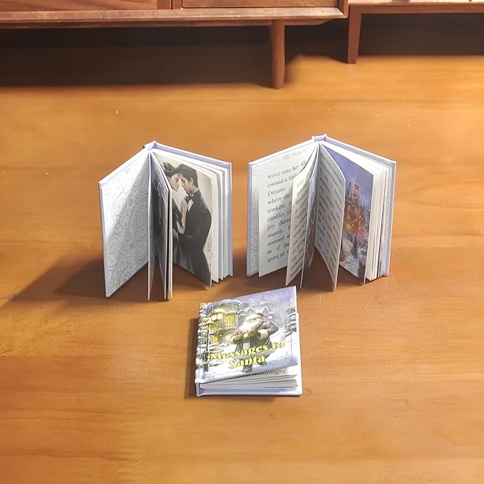 1:6 Scale Premium DIY Miniature Christmas Story Books Set with Text and Enchanting Illustrations for Dollhouse - 3 Pack
