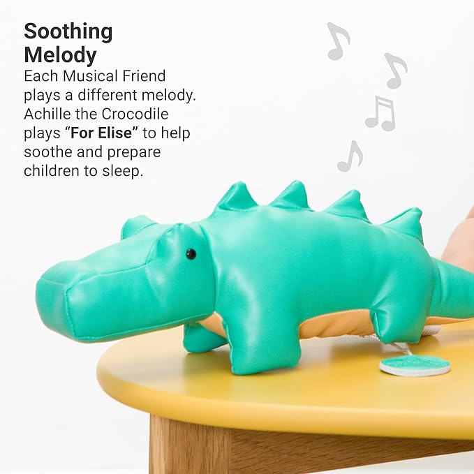 Little Big Friends Musical Baby Toy – Soft Plush Pull-String Cord Classical Toy for Baby & Toddlers | Soothing Stuffed Cuddly Animal Gift | Achille The Crocodile