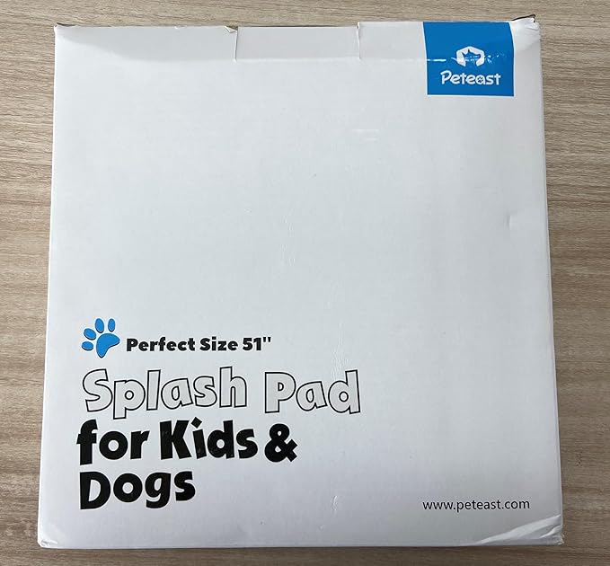 Peteast Splash Pad for Dogs & Kids - Anti-Slip Dog Pool for Large Dogs, 0.58 mm Thickened Durable Outdoor Water Play Mat, Summer Sprinkler Toy for Backyard (51inch)