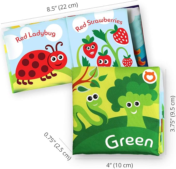 BabyBibi Cloth Books for Babies (Set of 9) - Color Recognition Series. Soft Books for Babies. Touch and Feel Crinkle Paper. Baby Learning Toys/Educational Toys for 3 Months to 4 Years Old