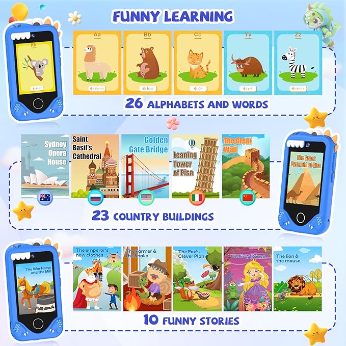 Kids Smart Phone for Girls Gifts - Toddler Christmas Birthday Gift for Age 3 4 5 6 Year Old, Kids Cell Phone Toy with Touchscreen, Dual Cameras, Learning, Kid Mp3 Player, Games with 32 GB Card