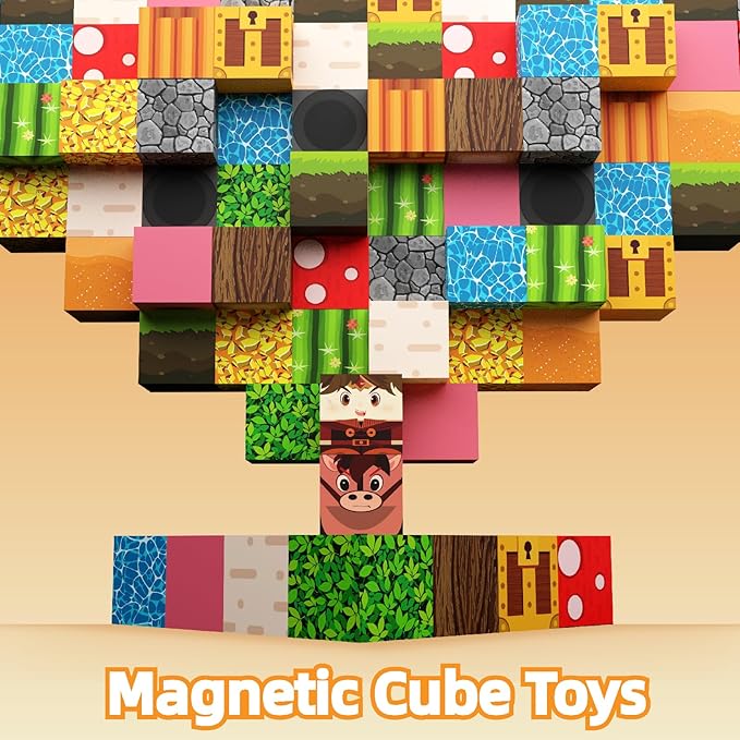 Magnetic Blocks, 120PCS Magnetic Building Blocks Cubes for Kids Ages 3+, STEM Sensory Educational Toys Birthday Set for Kids Toddlers
