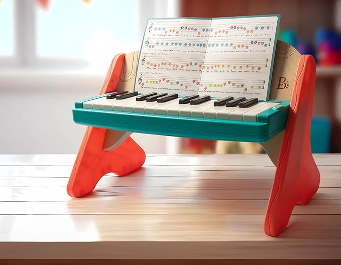 B. toys – Wooden Toy Piano for Toddlers, Kids – Color – Coded Keys with Songbook – Musical Instrument for Early Learning & Creativity – 3+ Years – Mini Maestro