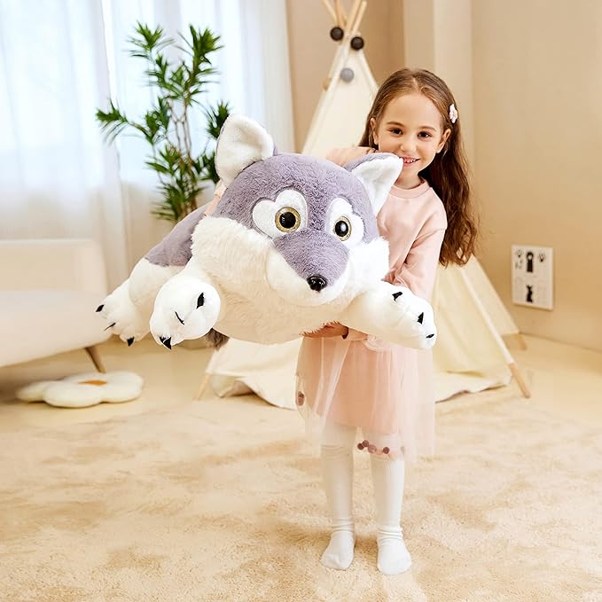 IKASA Giant Wolf Stuffed Animal Plush Toy, 30" Large Jumbo Plushie Toys for Kids Girls Boys