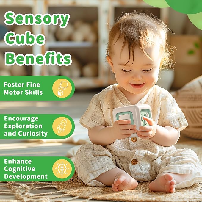 Busy Cube Toy, Sensory Toys for Toddlers 1-3, Baby Car Seat Toys 12-18 Months, Toddler Airplane Travel Toys Age 1-2, Learning Fine Motor Skills, 1st Birthday Gifts Stocking Stuffers