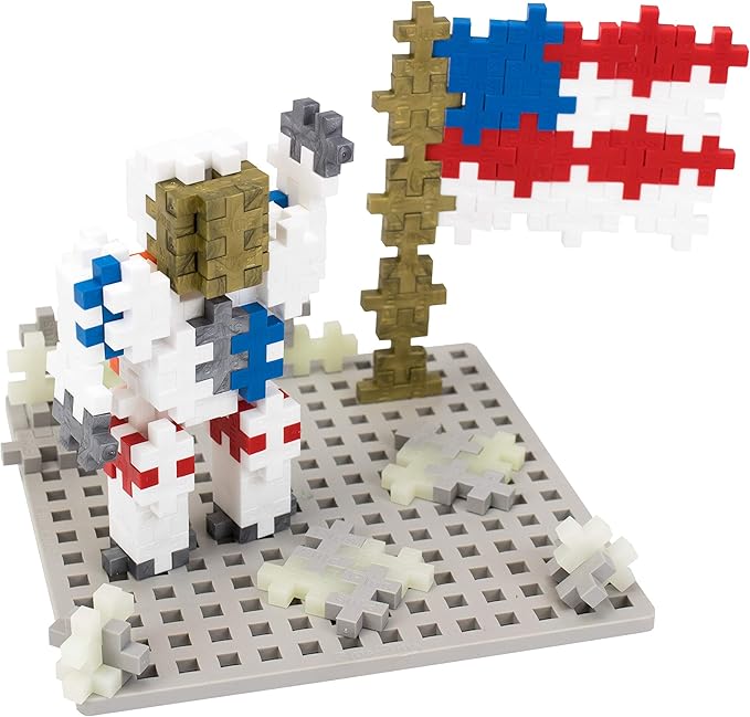 PLUS PLUS - Apollo 11 Space Playset Bundle - Space Mini Maker Tubes and Baseplate Builder - Construction Building STEM | STEAM Toy, Interlocking Mini Puzzle Blocks for Kids
