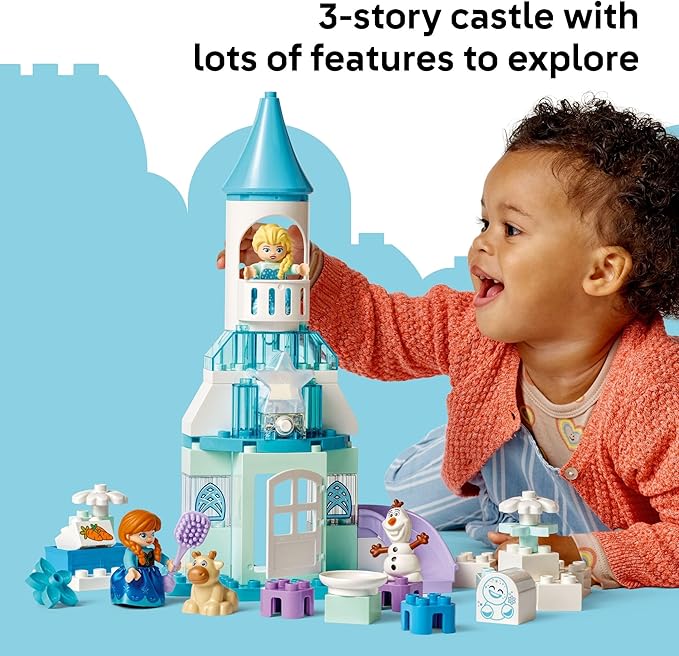 LEGO DUPLO Disney Anna and Elsa’s Frozen Castle Party - Toddler Toy for Girls and Boys 2+ - Building Blocks for Pretend Play and Sensory Development - Preschool Learning Gift for Kids - 10455