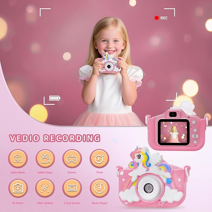 Kids Camera Toys Toddler Camera: GOMENL Kids Camera for 3 4 5 6 7 8 Year Old Girls Boys, 1080P Kids Digital Video Camera Birthday for Girls Age 3-8 Outdoor Travel Party