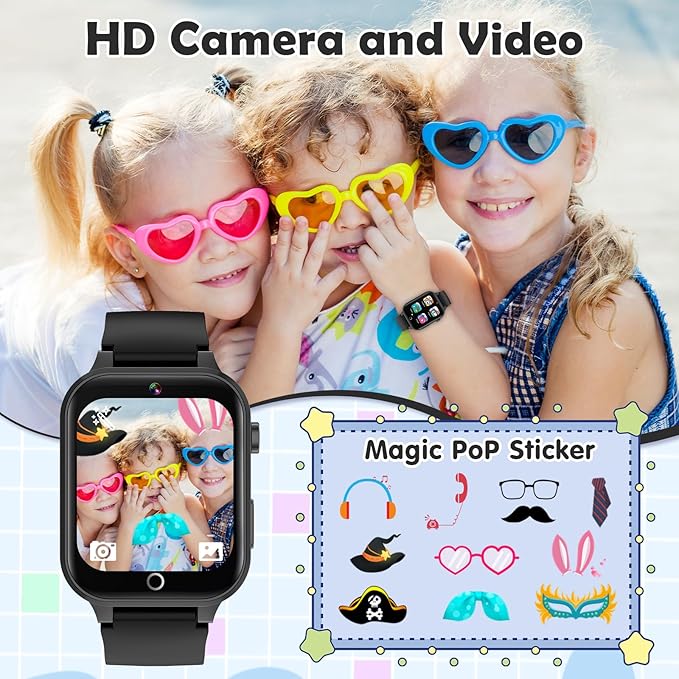 Luyiilo Kids Games Watch, with 26 Puzzle Games, Touch Screen, HD Camera, Alarm Clock, Toys for Ages 4-12 Years Old.Birthday Gift for Boys Girls (Black)