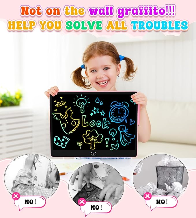LCD Writing Tablet, 16 Inch Colorful Doodle Board Drawing Tablets for Kids, Toddler Educational Learning Toys for 3 4 5 6 7 8 Year Old Boys Girls Birthday Christmas Gift