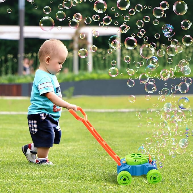 Lydaz Bubble Lawn Mower for Toddlers 1-3, Outdoor Bubble Blower Machine for 1 Year Old Boys Toy Gifts, Kids Push Summer Outside Garden Toys, Christmas Birthday Gifts for Preschool Baby Boys Age 1 2 3