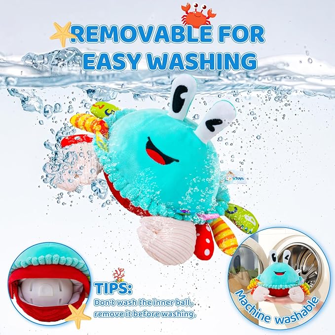 Baby Toys 12-18 Months, Musical Crawling Crab Baby Plush Toy, 50 Songs & Recording Feature, Dancing Bouncing Interactive Baby Sensory Toddler Toys 6-12 Months, Tummy Time Toys for 1 Year Old Gift