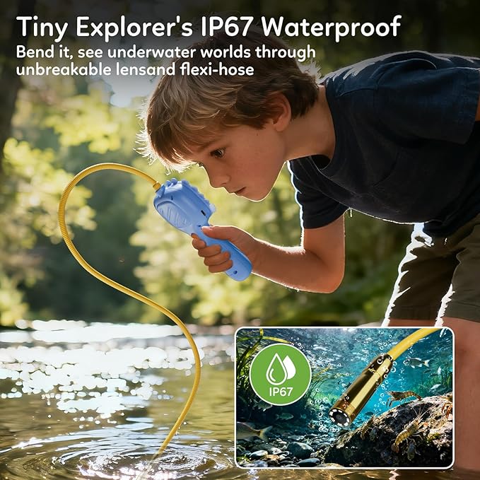 Kids Borescope Toys Camera with Light for 4-10 Years Old Boys Girls Birthday Gift 32GB Type-C Rechargeable STEM Science Educational Toy Snake Scope Camera for Outdoor Camping Nature Exploration