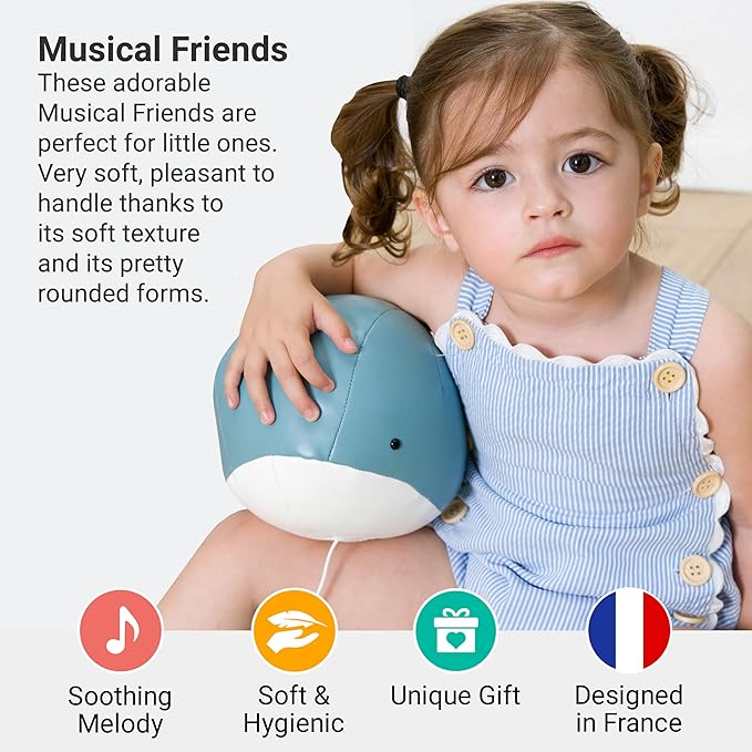Little Big Friends Musical Baby Toy – Soft Plush Pull-String Cord Classical Toy for Baby & Toddlers | Soothing Stuffed Cuddly Animal Gift | Madelaine The Whale