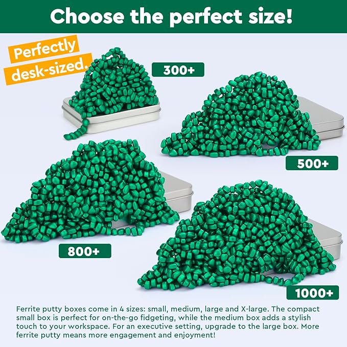 1000+ Original Ferrite Putty Green, Fidget Toy Ferrite Stones for Stress Relief, Sensory Toy for Adults & Teens 14+, Holiday Stocking Stuffer, Ferrite Rocks Fidget Present for Office