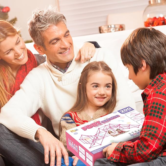 SpringFlower Fort Building Kit for Kids,STEM Construction Toys, Educational Gift for 4 5 6 7 8 9 10 11 12 Years Old Boys and Girls,Ultimate Creative Set for Indoor & Outdoors Activity,200 Pcs,Pink