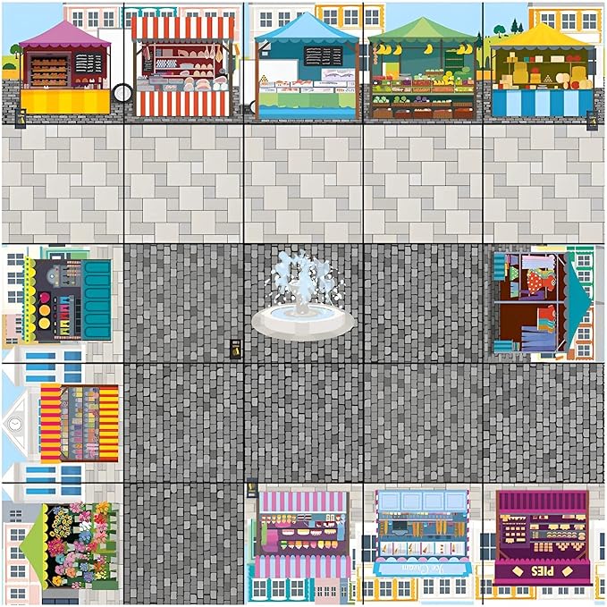 STEM Bee-Bot and Blue-Bot Classroom Bundle See and Say Coding Robot with Countryside Mat, Shape Color & Size Mat, Marketplace Mat, Fairy Tale Mat